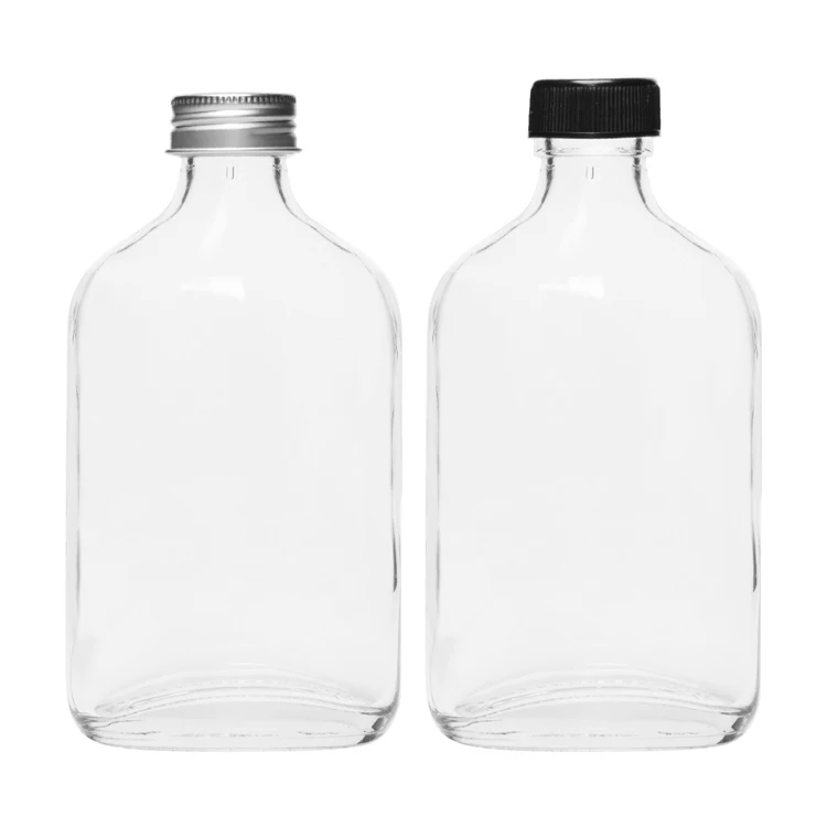 Hot Sale 200ml Clear Flat Juice Liquor Cold Brew Coffee Glass Bottle With Lid