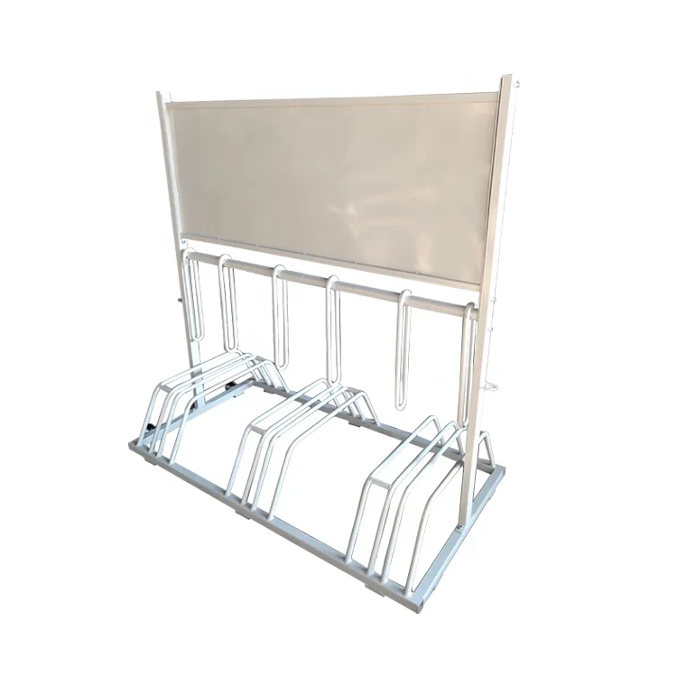 Steel Bike Rack Stand With Advertising Board Bike Storage Parking Rack