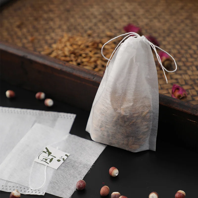 Custom Black Tea Bags Wholesale Empty Tea Filter Bag Large and Big Nonwoven Tea Bags with Draw Strings