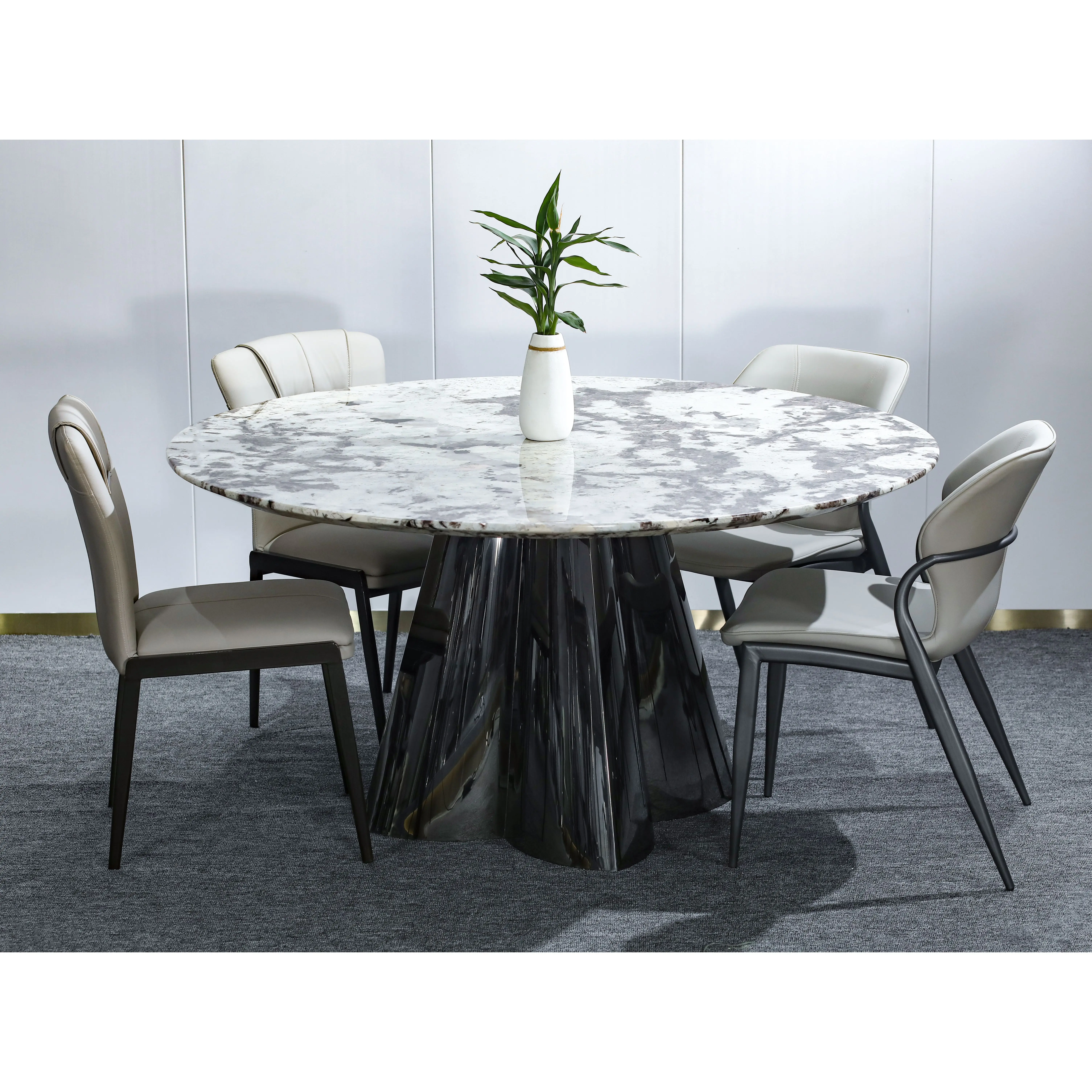 Italian Luxury Fashion Marble Dining Table Household Modern Turntable Hotel Round Dining Table