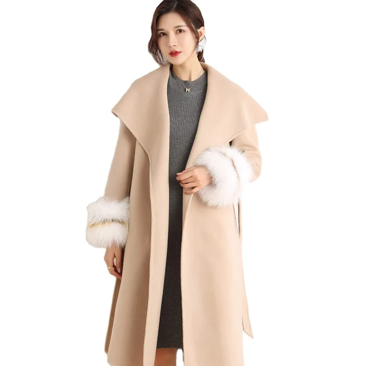 2020 fall and winter fashion women coats double breasted faced wool coat Korean long trench coat