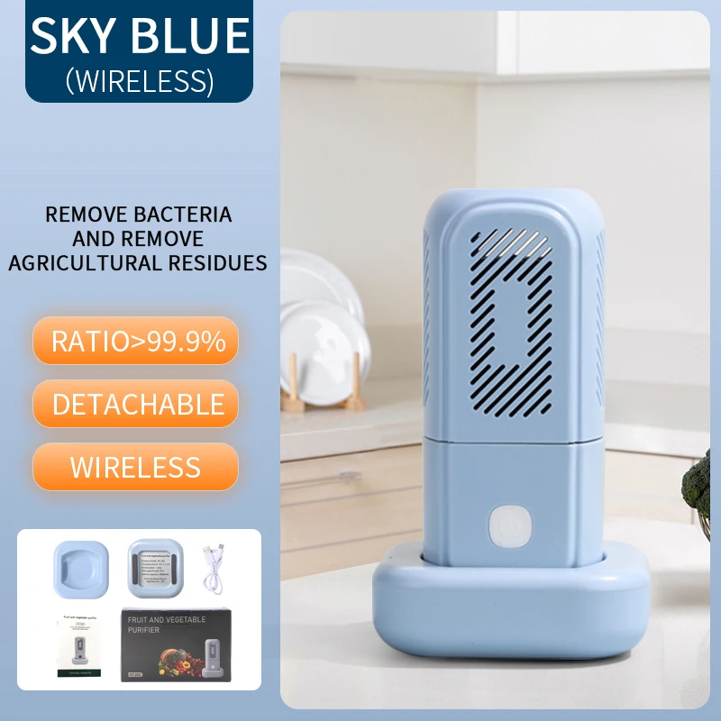 New Arrival Purificador Alimentos 3600mAh Wireless Charging Portable Fruit Vegetable Purifier for Home Food Processing