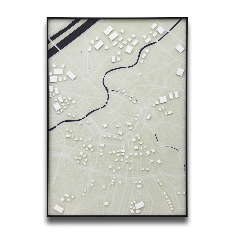 Modern Simple Urban Spray Painting 3D Decorative Painting Acrylic Spray Painting Carving For Home Hotel Wall Decoration