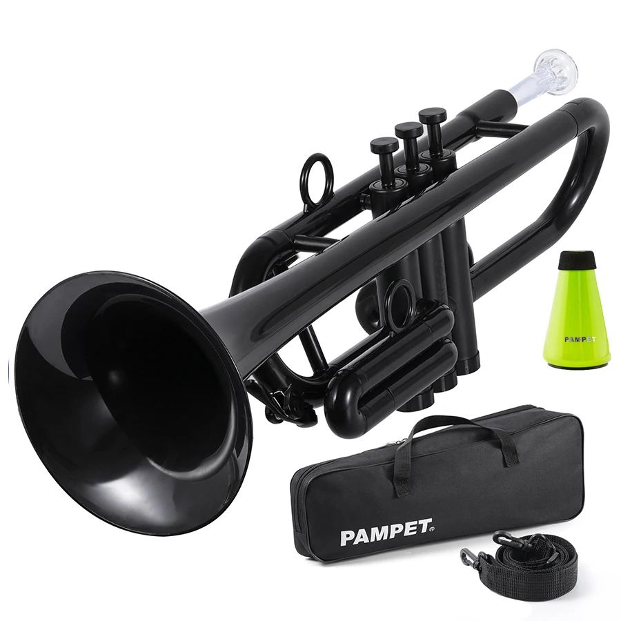 Standard Student Plastic Trumpet C Key for Practice with Trumpet Mute and Carry Bag Musical Instrument