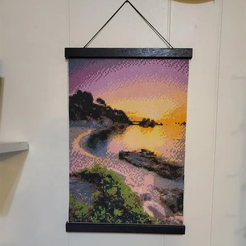 Magnetic Wooden Poster Hanger Frame Rustic Design Hanging System for Posters Prints Photos Pictures Maps Scrolls Canvas Artwork