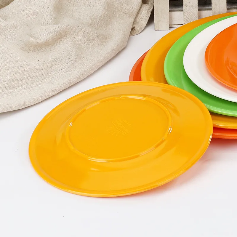 Plastic Round Plates Dishes Salad Snack Fruit Plate Picnic Dishes Unbreakable Kitchen Dinnerware