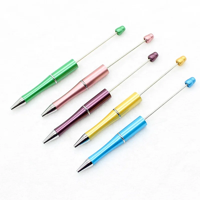 Plastic Beadable Ball Pen Bead Pens for DIY Present Kids Students Office School Supplies