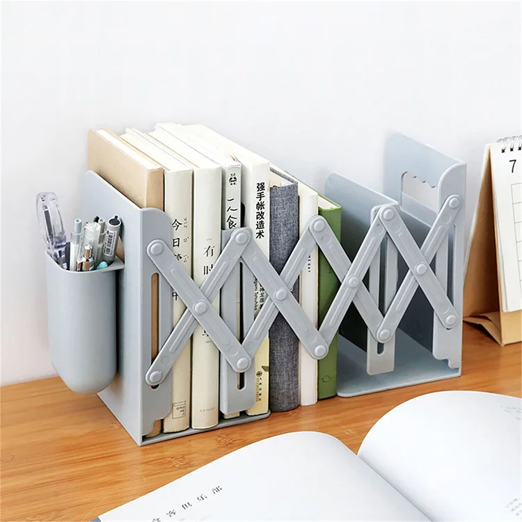 B2C Platform Expandable Bookends With Pen Holder Custom Modern Bookends Book Stand Bookshelf