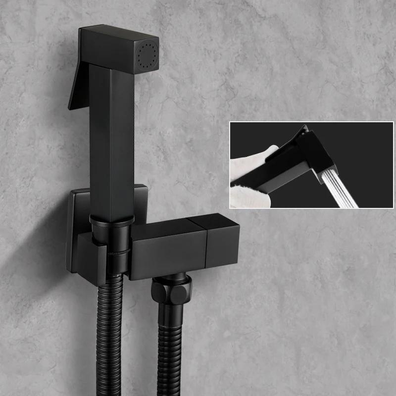Black portable toilet bidet muslim shower self cleaning shattaf set bathroom faucet accessories