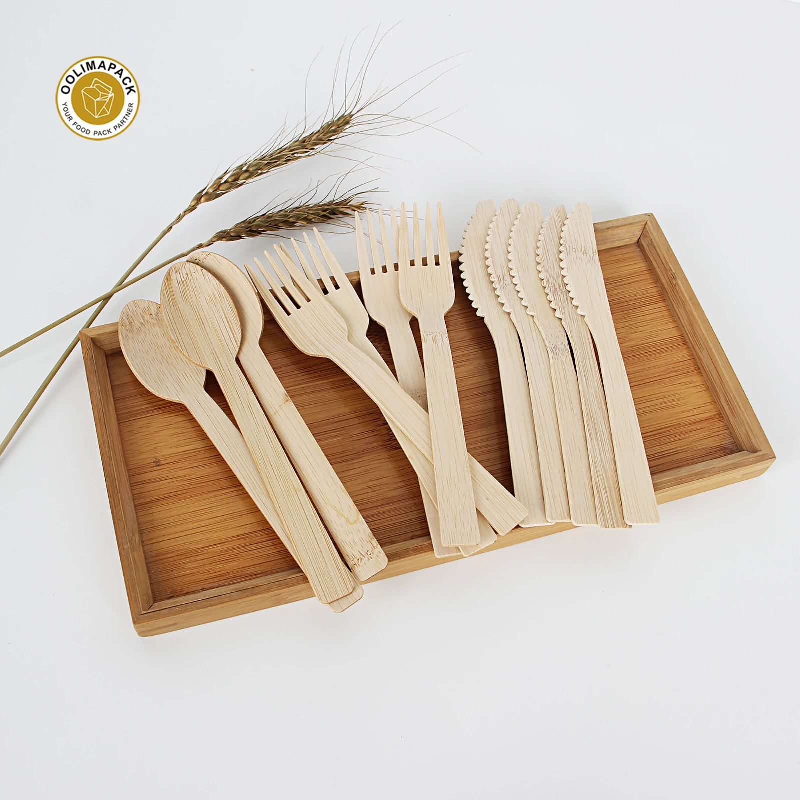 OOLIMA Wholesale Take Away Knife Bamboo Set Travel bamboo Fork Spoon Knife