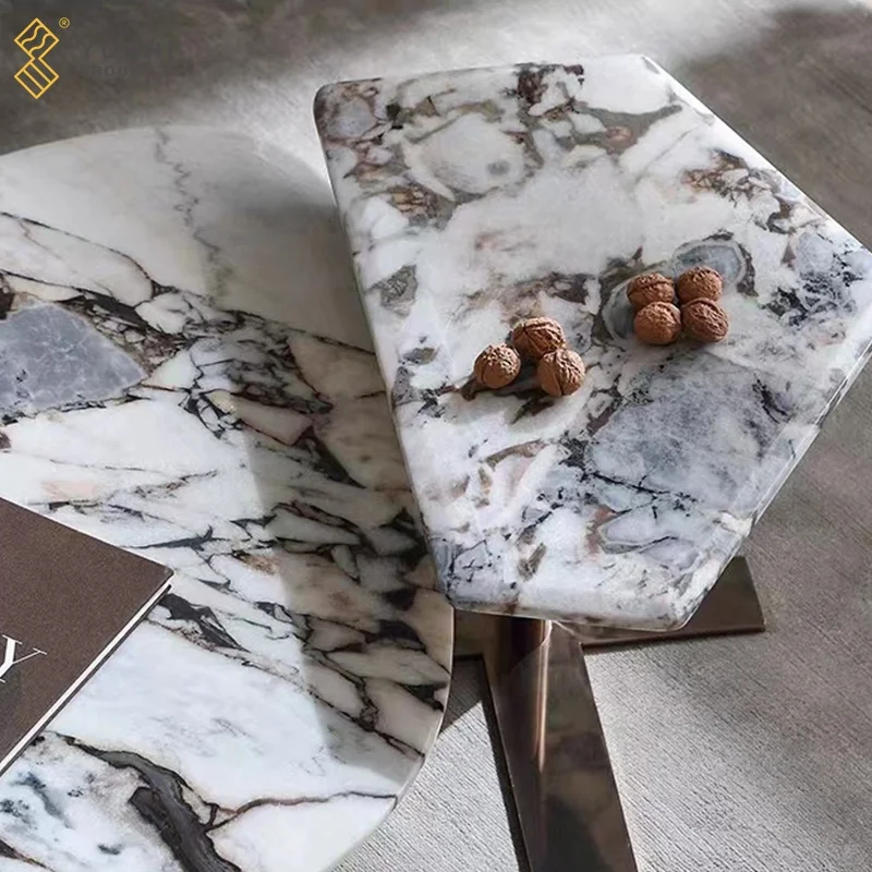 Yushi Group Italian light luxury natural marble combination tea table designer geometric high and low floor minimalist tea table