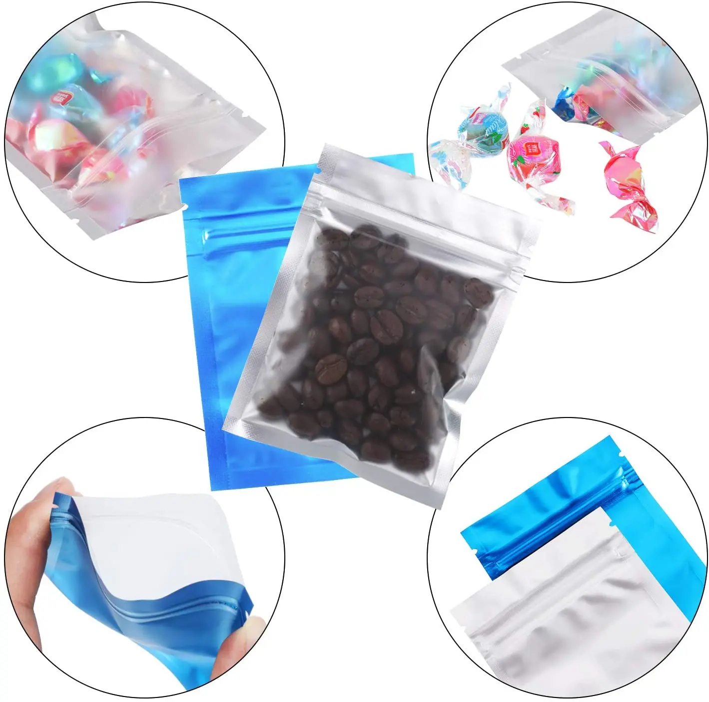 Resealable Smell Proof Bags Flat Clear Ziplock Food Storage PouchPlastic Packaging Foil Bags