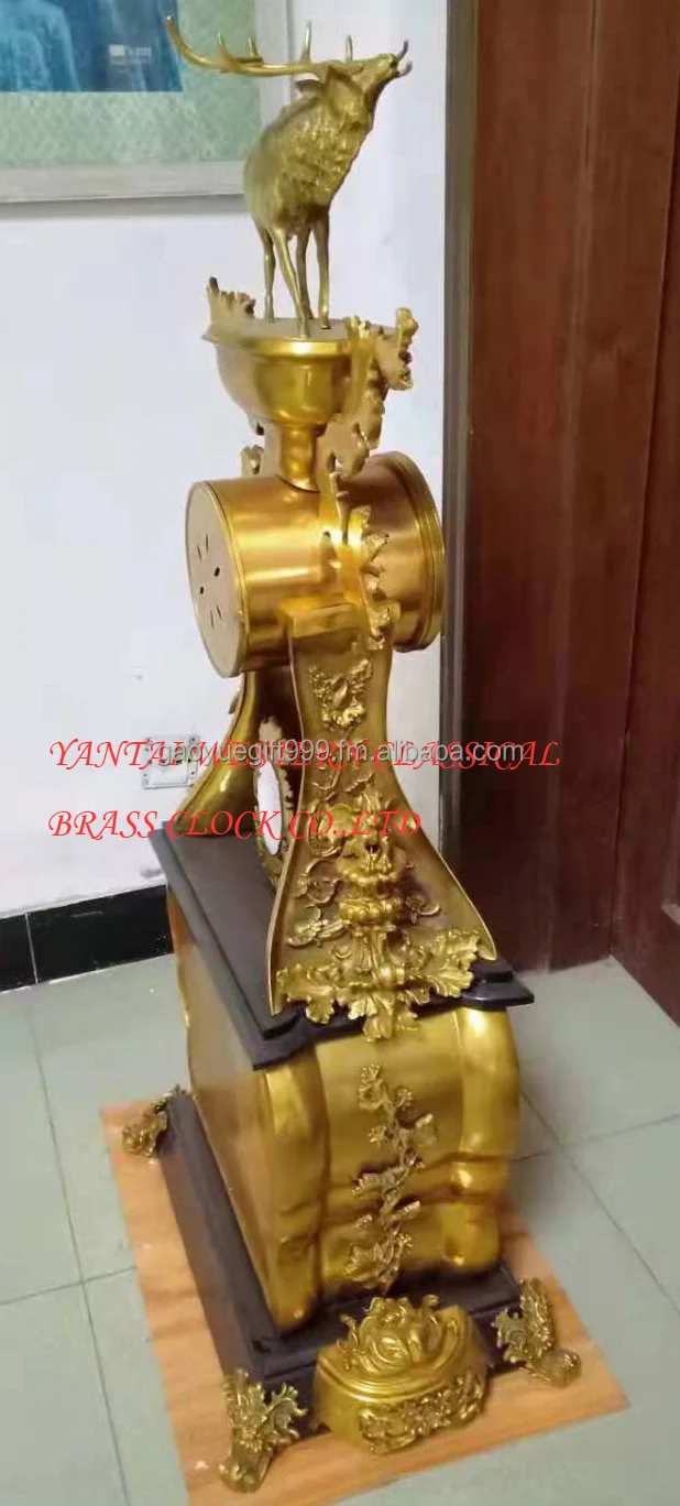 western classical brass clock  auspicious deer decorative clock  bronze clock