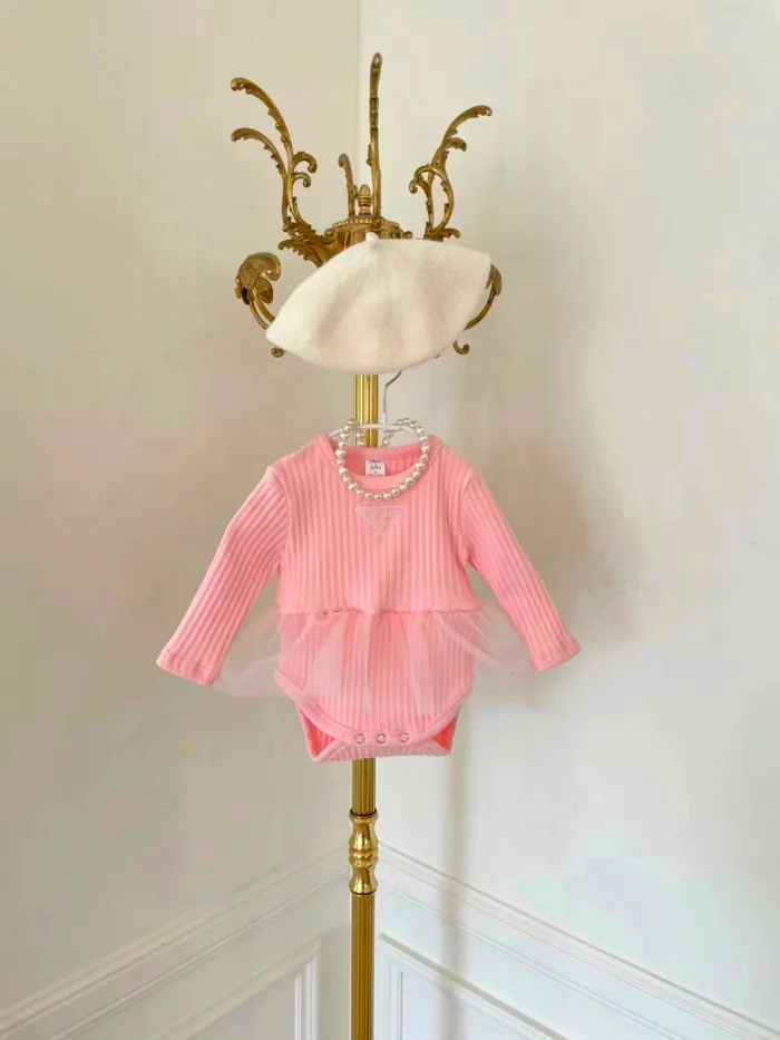 Spring Winter Fall Infant Toddler Long Sleeved Romper Baby Girl Kids Cotton Lace Bubble Skirt Onesie Jumpsuit Children Clothing