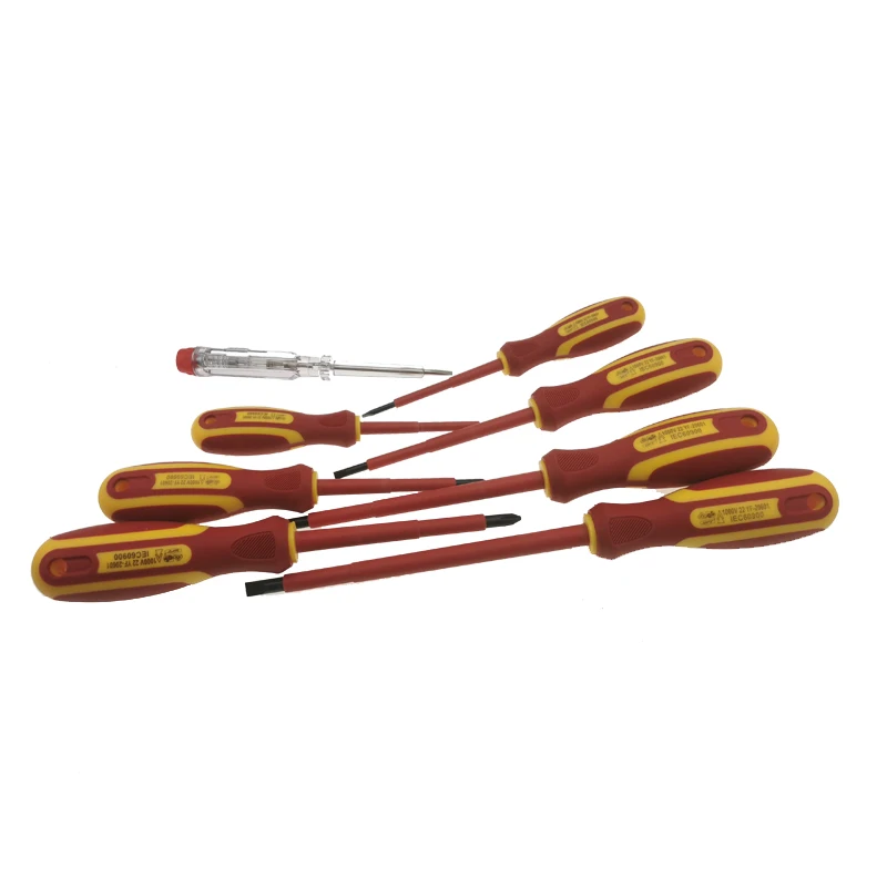 Good Quality Household Electrical Test Pen 8PCS Insulated Screwdriver  set Slotted and Phillips VDE Insulated