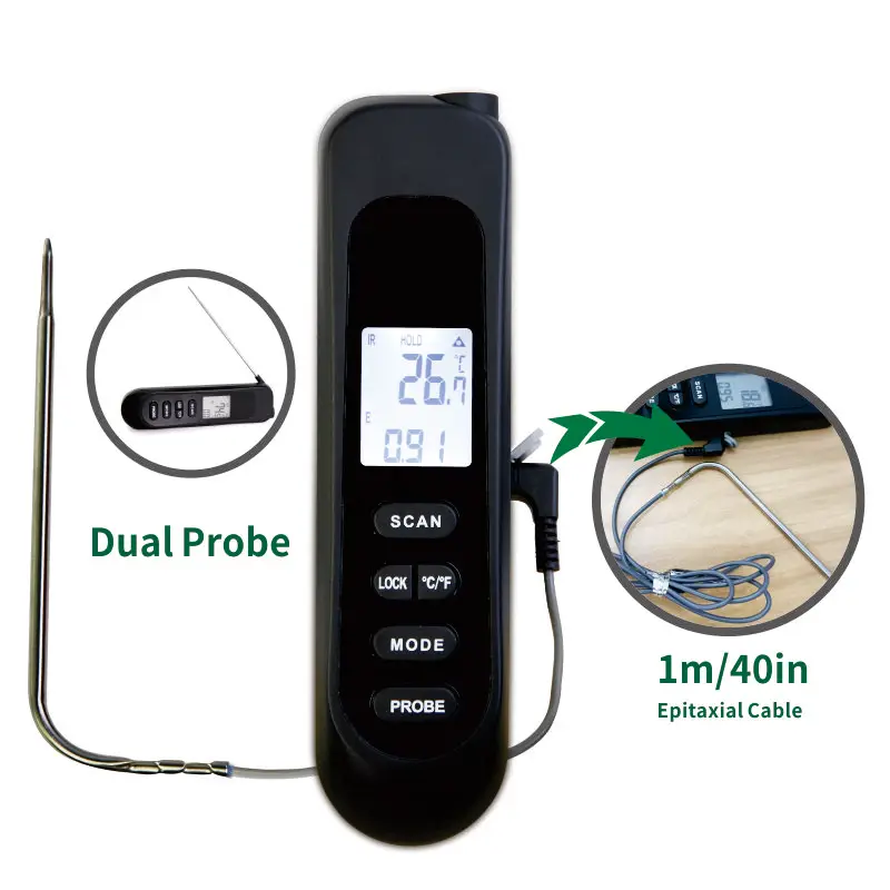 3 in 1 Dual Probes Infrared Large Display Oven Meat Thermometers Ultra Fast Instant Read Food Digital Thermometer