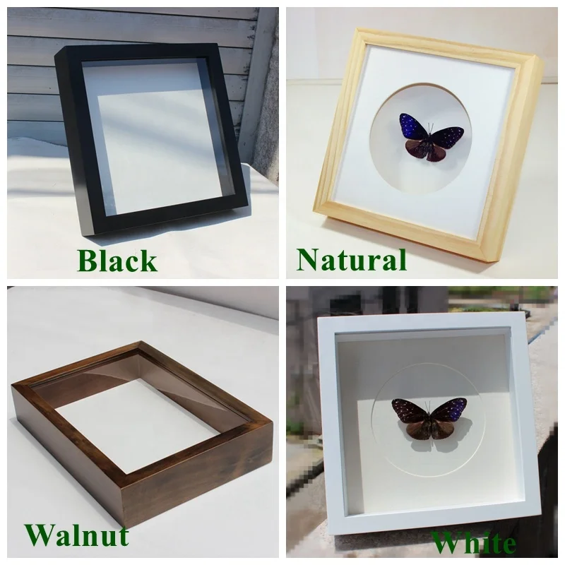 high quality Wholesale custom 8x8 black Wood 3D Deep Square Shadow Box Frames