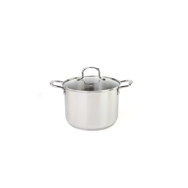 Factory Wholesale Cookware Deep Cooking Soup Pot Stainless Steel Stock Pot With Double Handle