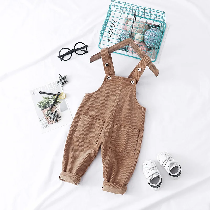 Y107192 Girls Boys Boutique Outfit Toddler Children corduroy Cotton Jumpsuit Overalls