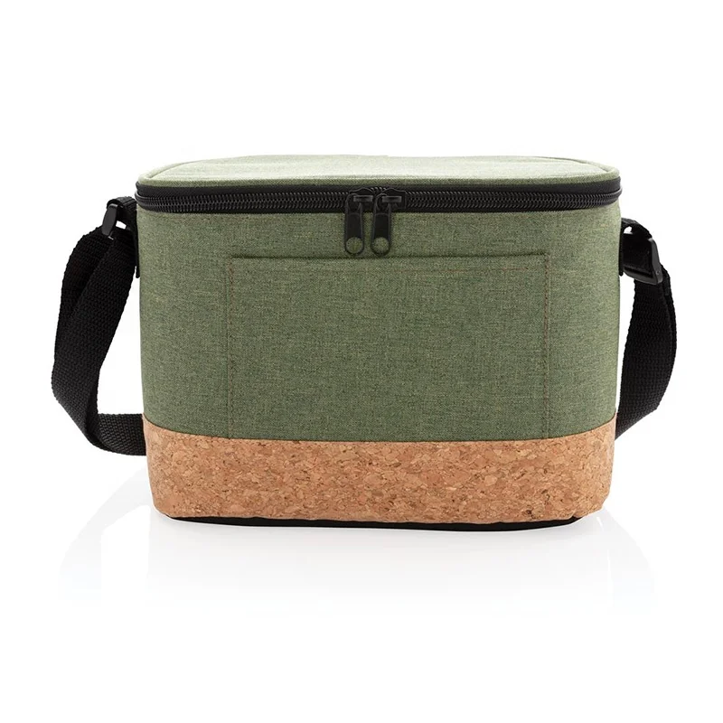 Hot Sale Hot Selling customized Insulated RPET Lunch Bag 6 can Two Tone Cooler Bag With Cork Detail