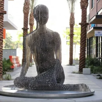 Large Outdoor Abstract Metal Garden Vanishing Figure Sculpture Modern Stainless Steel Sculpture Statue