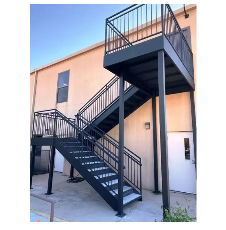Professional Metal Straight Staircase Prefabricated Stairs Steel Curved Outdoor Stairs