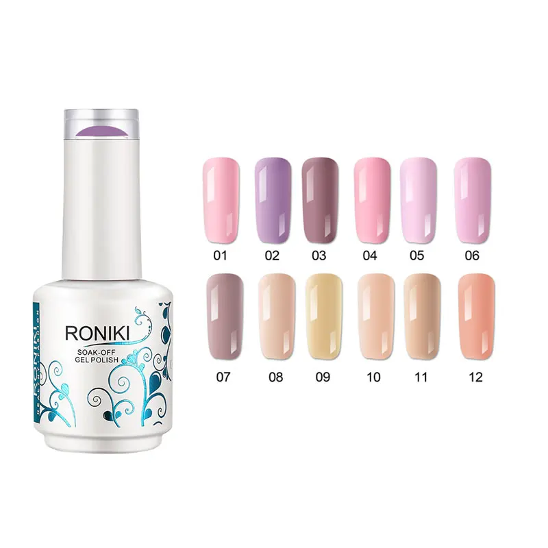 RONIKI Factory Private Label OEM soak off uv nude color gel nail polish for nail art