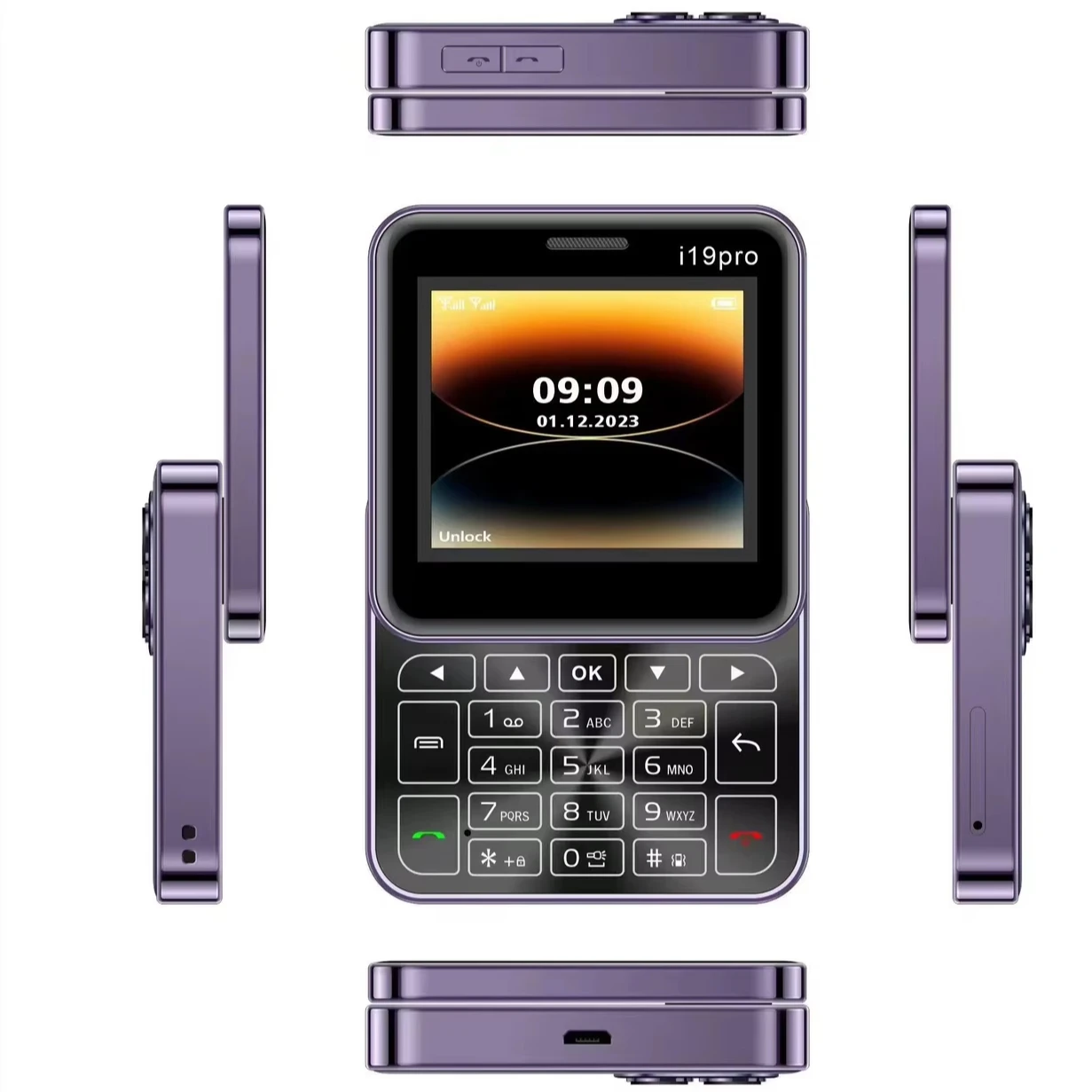 2024 New i19 Professional Square Sliding Button Mini Phone 2.4-inch Dual SIM Card 2G GSM Camera FM Bluetooth Unlock Small Phone