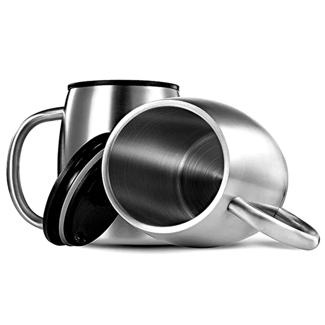 Insulated Cups With Handles Keep Drinks Hot Or Cold Stainless Steel Double Walled Mugs 100% BPA Free Metal Coffee Tea Cup Mug