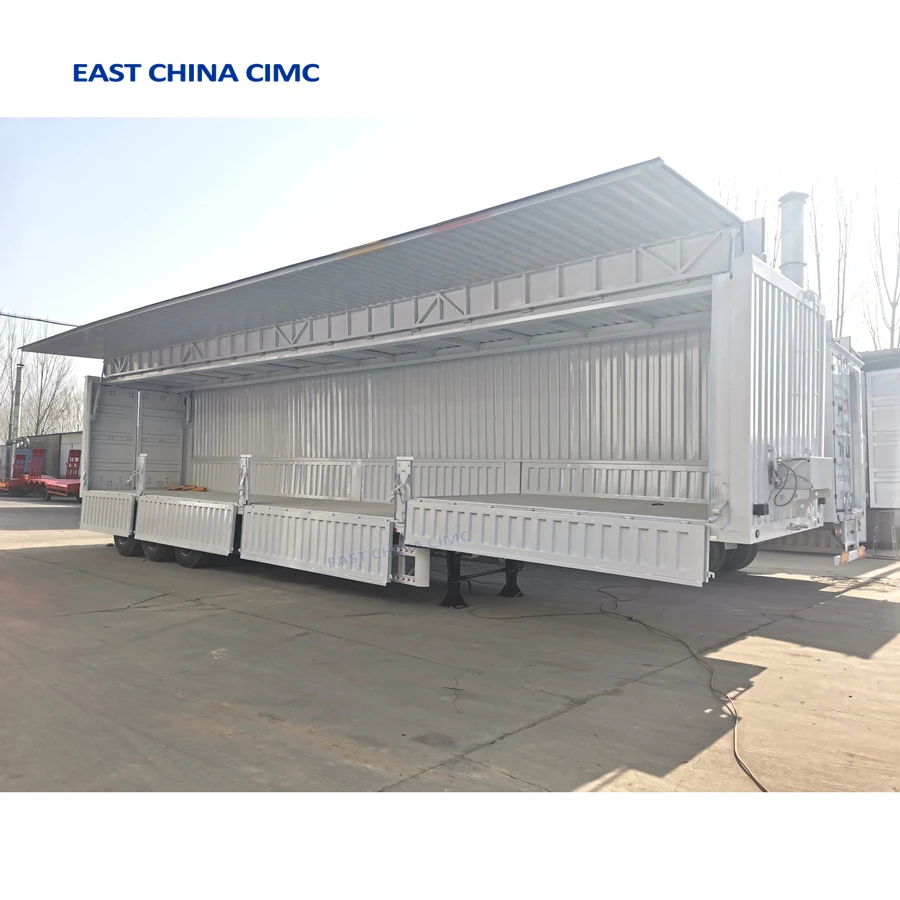 High Quality 3 Axles 12 Wheels 40Tons Open Wing Van Truck Semi Trailer For Sale