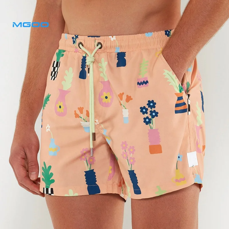 100% Polyester Swim Shorts Bathing Suits One Shorts Men Beach Swim Short Vase Days Swim Shorts
