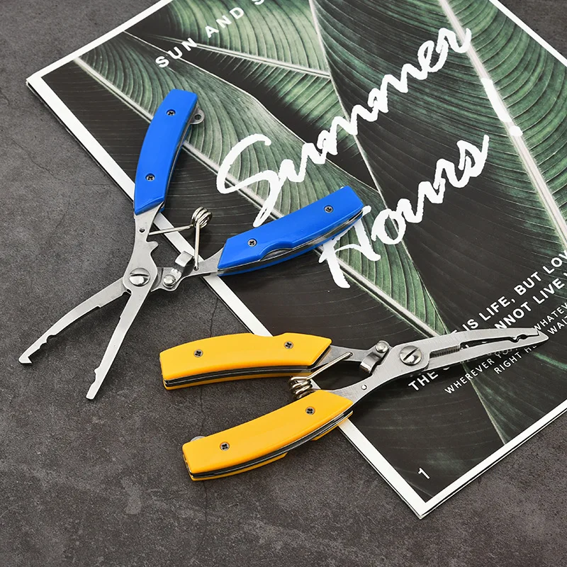 New OEM Multifunction Curved Mouth Fishing Pliers Stainless Fishing Lanyards Lure Cutter Hook Remover Cutting Fish Use Tongs