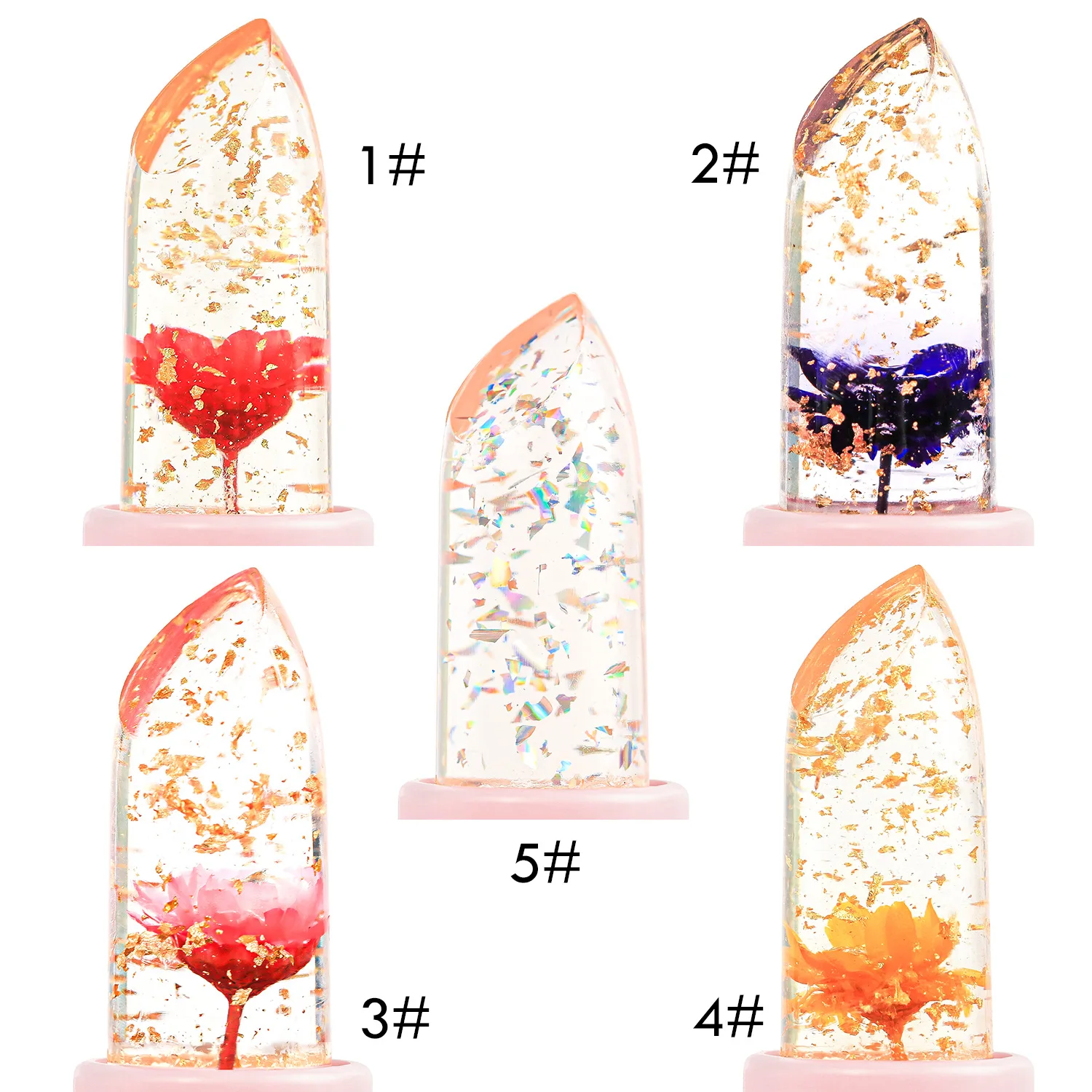 Wholesale Color Change Clear Lipstick Private Label Pink Container Flower Moisturizing