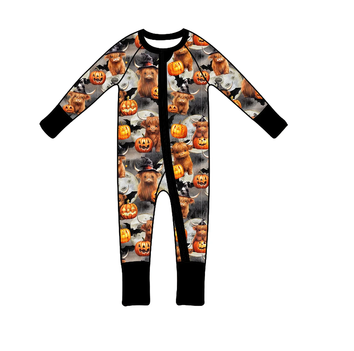 Custom Print Halloween Milk Silk Sleepwear Cute Toddler Pajama Set
