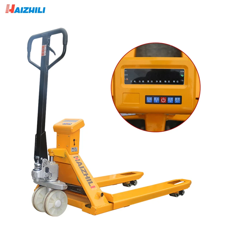 Haizhili Handing Equipment Accept Customized Construction Works Digital Scale Hand Pallet Truck
