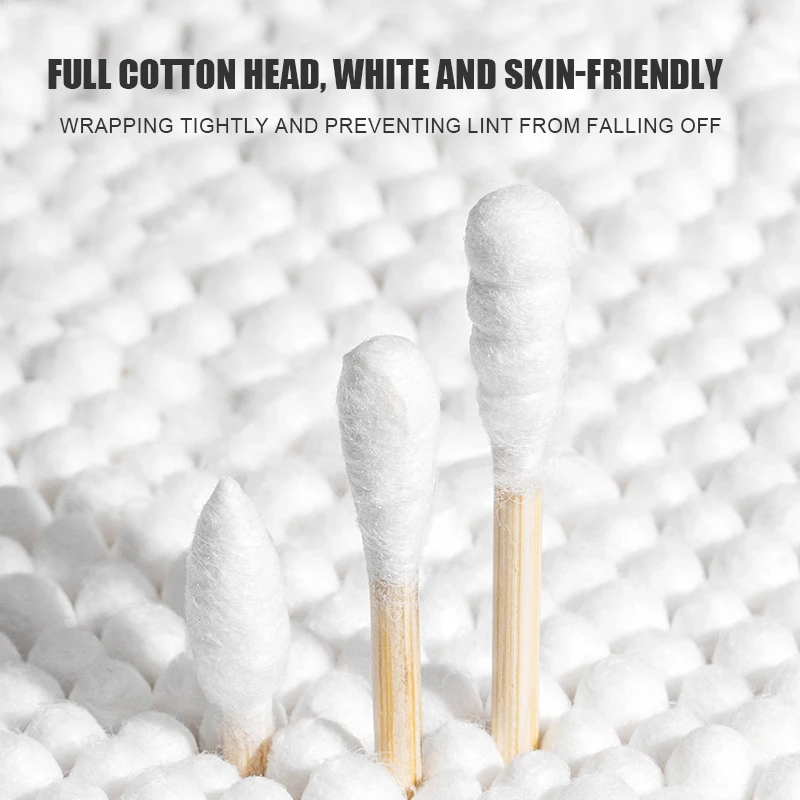 Wholesale Cotton Swab With Bamboo Stick 100pcs Round and Pointed Double-ended Cotton Buds  for Makeup