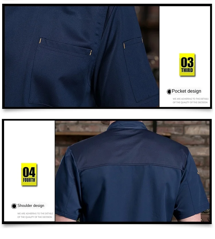 
Chef Clothes Short Sleeve Chinese Gourmet Hotel Restaurant Baking Cake Shop Kitchen Work Clothes Summer Chef Uniform custom 