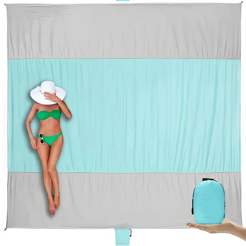 BENOY Outdoor Beach Blanket Sand proof Waterproof Sand Free Mat Beach Pocket Blanket Folding Beach Mat Sand proof in Stock