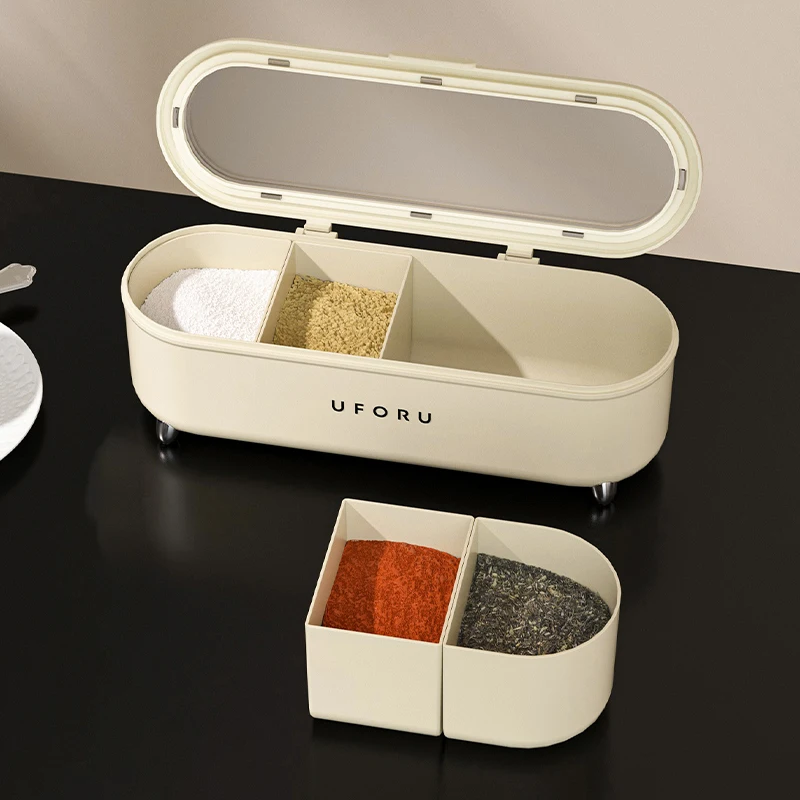 Kitchen Plastic Seasoning Storage Box Spice Organizer Box Household seasoning container Detachable salt and sugar storage box