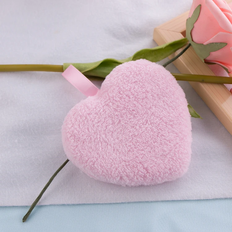 Private Label Reusable Cosmetic Product Face Makeup Cleansing Towel Cloth Tool Pink Love Heart Microfiber Cotton Remover Pad
