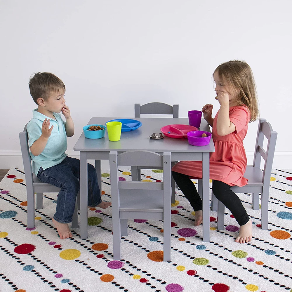 Kids Wood Table and Chair Set Modern Table and 4 Chair Set Children Furniture