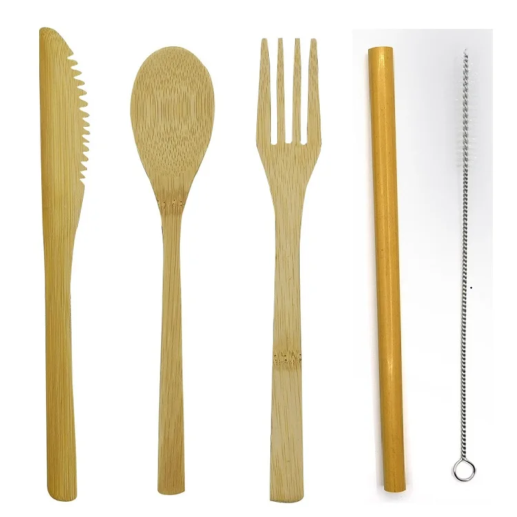 Old Carpenter Wholesale Customized Logo Reusable  Utensils Kit Zero Waste Camping Outdoor Travel  Hiking Bamboo Cutlery set