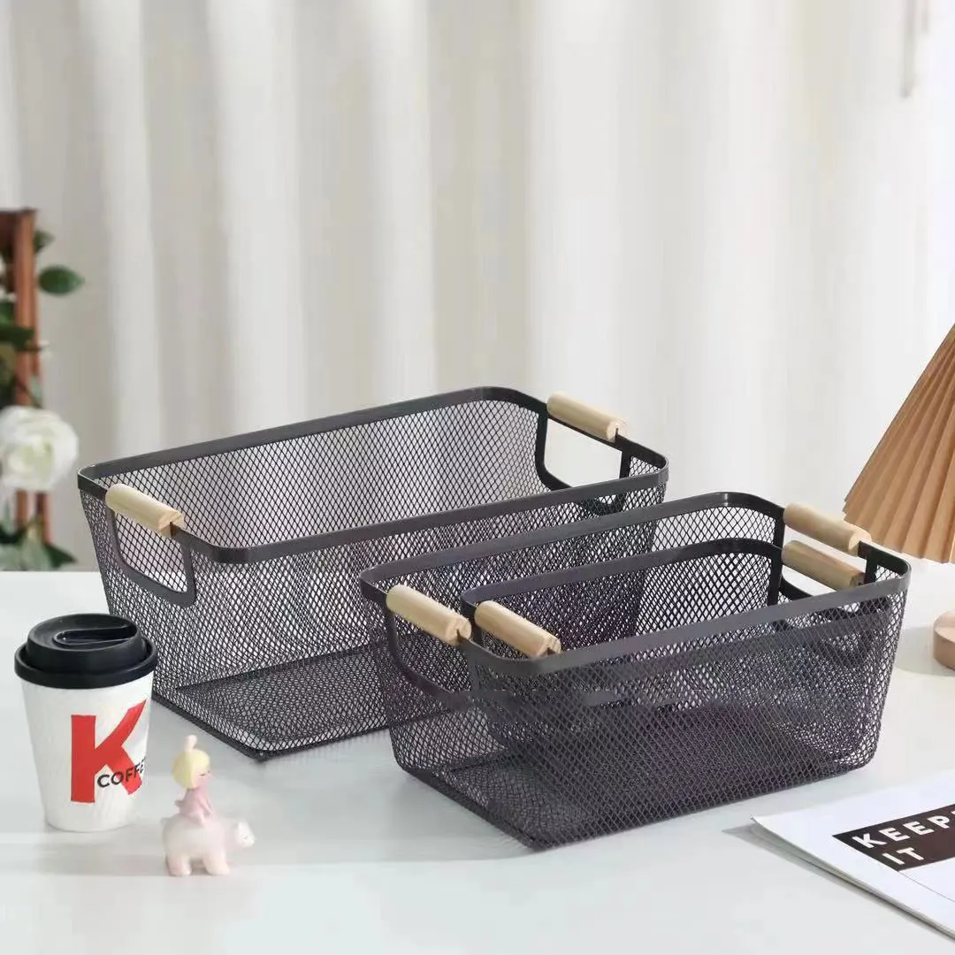 Горячая Распродажа кухонный шкаф для ванной комнаты для пикника домашний декор прямоугольная металлическая сетчатая корзина для хранения корзины