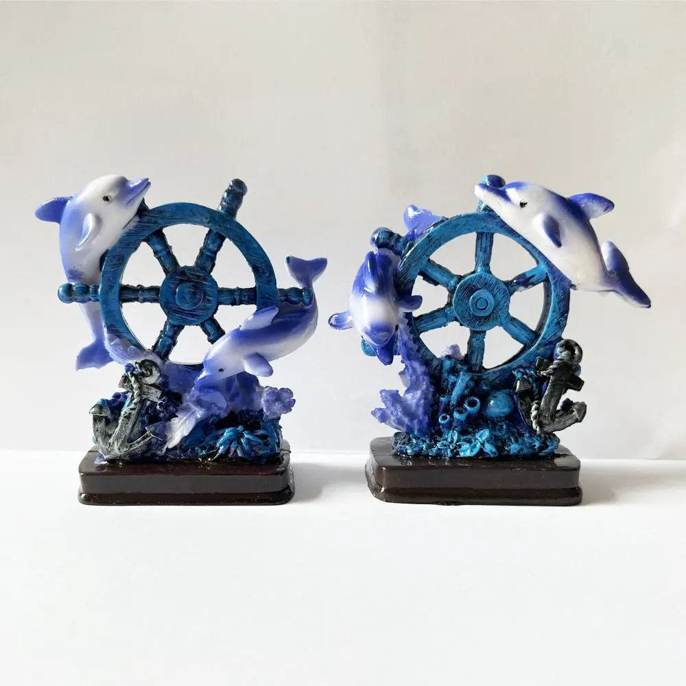 Creative Hand Painting Resin Dolphin Sculpture Custom Logo Tourism Souvenir Resin Marine Dolphin Sculpture Decoration