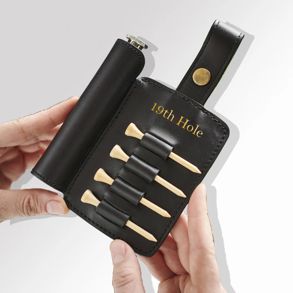 Заказной кожаный держатель для футболки для гольфа с деревянными футболками, 1 комплект, держатель для футболки для гольфа, держатель для сумки, зажим для ремня
