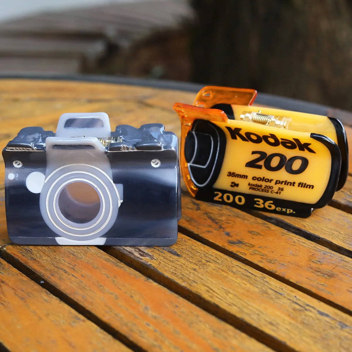 personalized novelty custom acetate hair claw roll film camera small hair claw