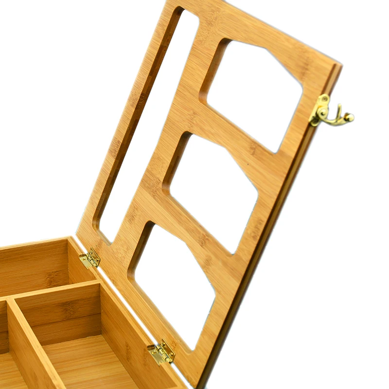 Openable Removable Top Lids Ziplock Storage Bag Holders Dispenser Bamboo Bag Storage Organizer for Kitchen Drawer