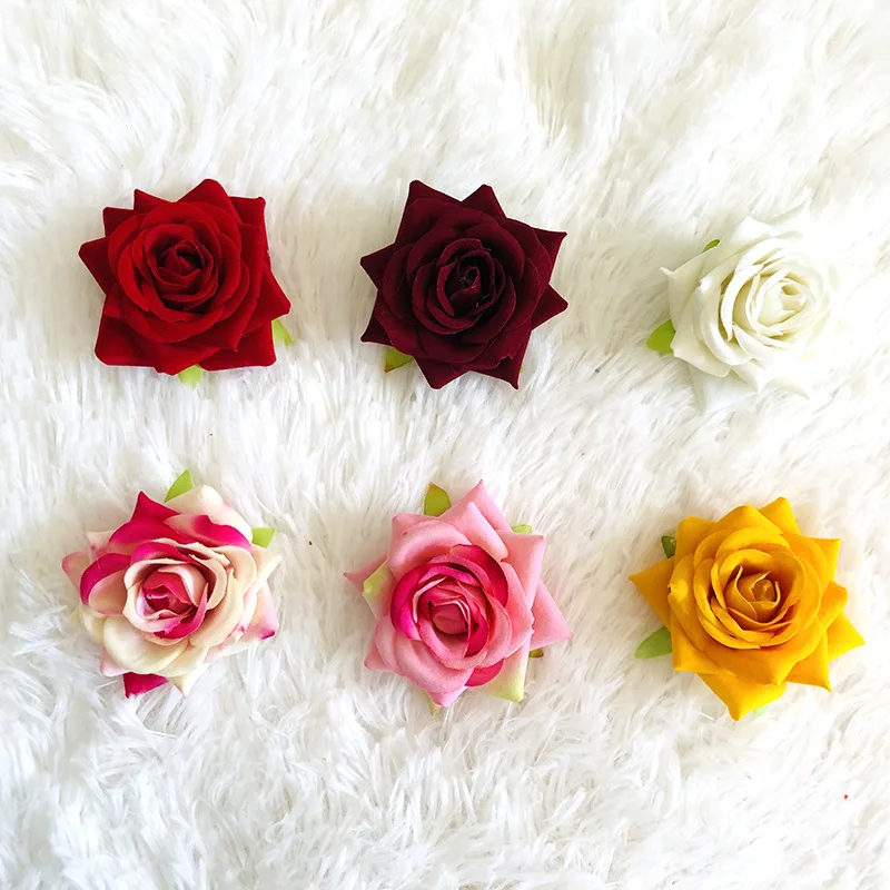 Artificial Flowers Colorful Rose Silk Cloth Material Wedding Flowers Wreaths Artificial Flower High Quality