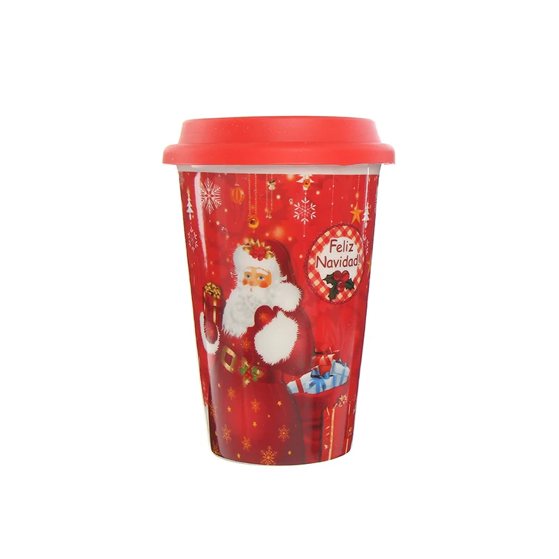 2023 Red Christmas Santa Coffee Cup Christmas Ceramic Art Mug Drinking Mug with gift box