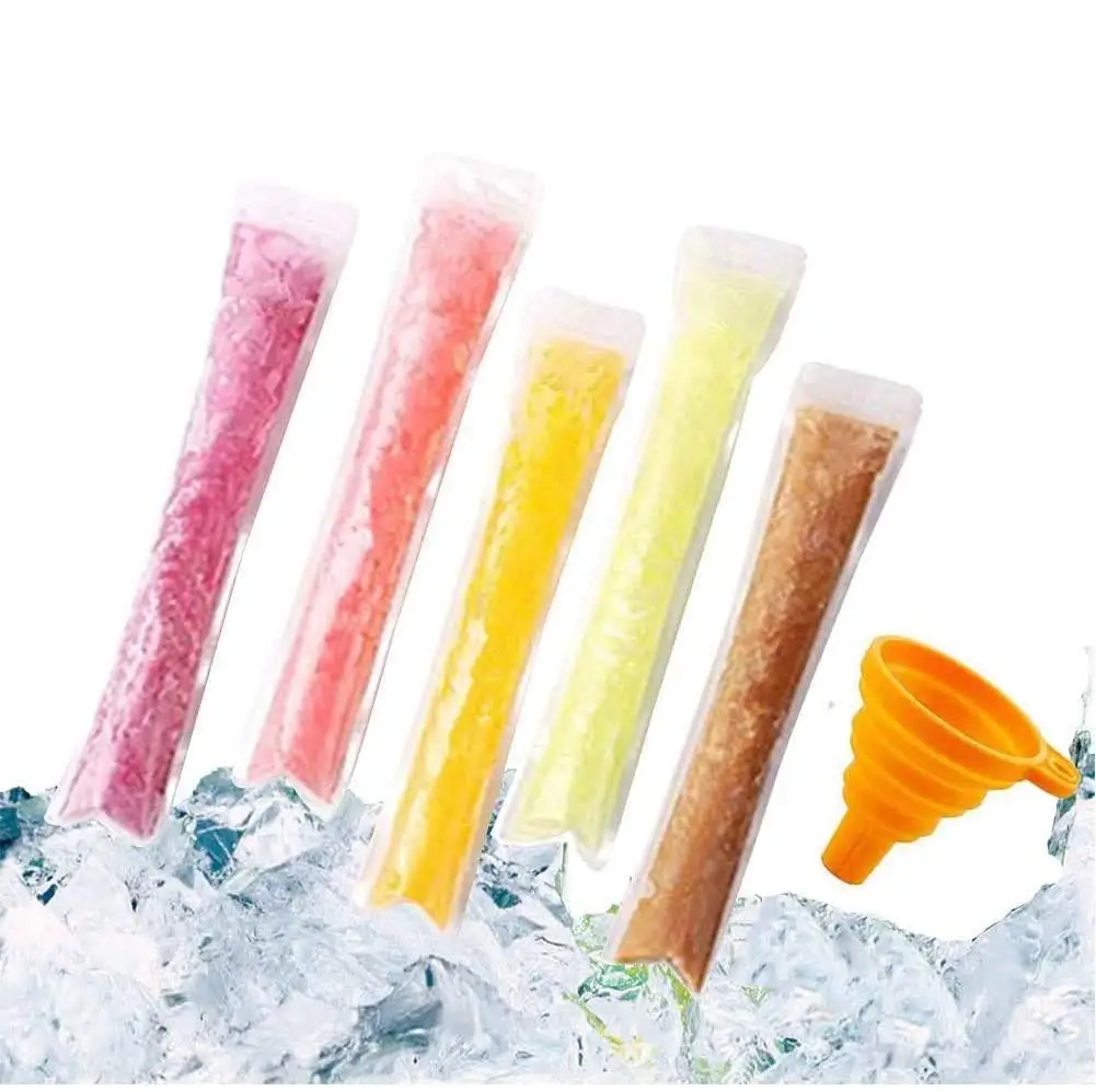 Clear Disposable DIY Ice Pop Pouch Freezer Tubes Yogurt Milk Juice Coffee Summer Party Custom Printed Popsicle Bags